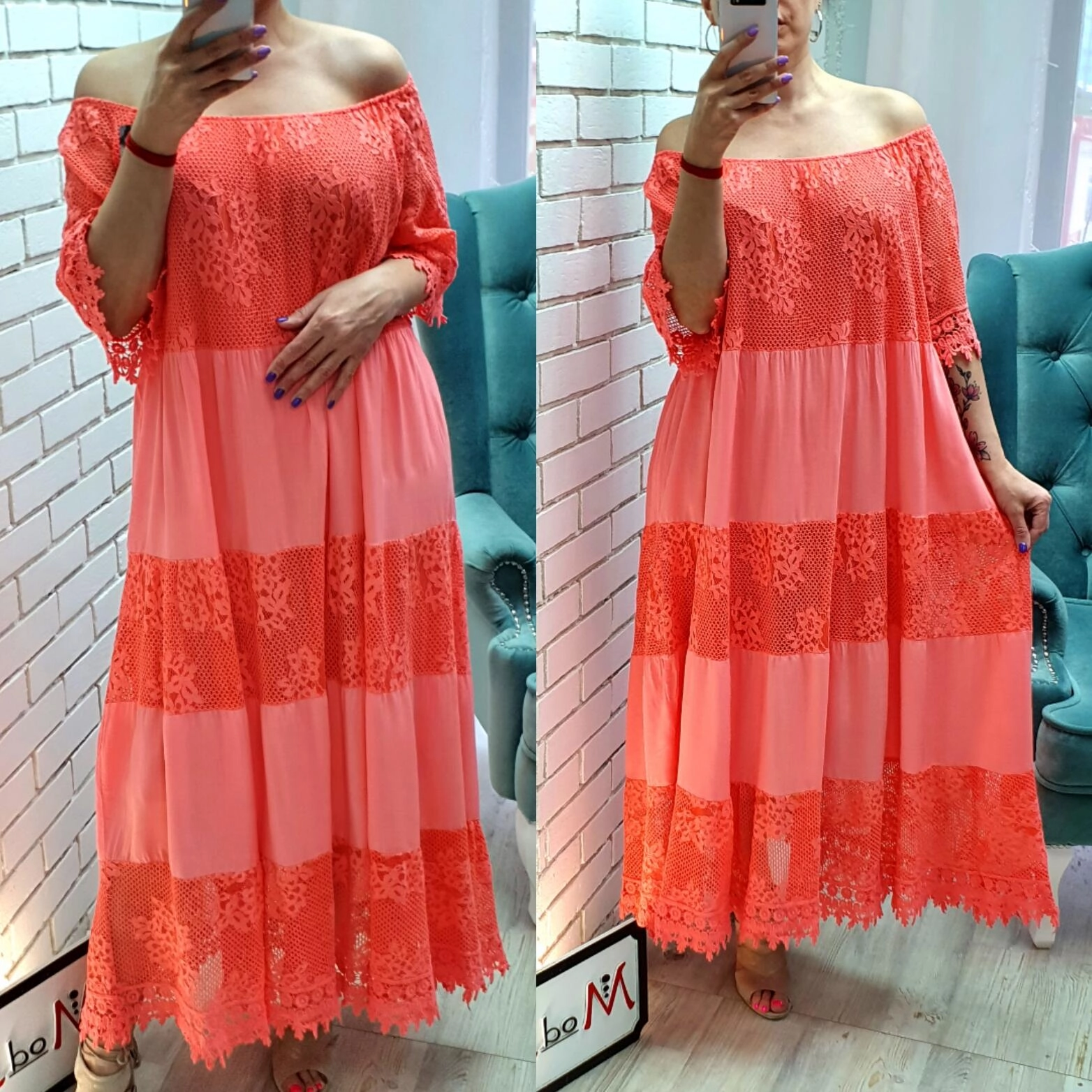 Платье кораллового цвета MODLAV ML3660-11