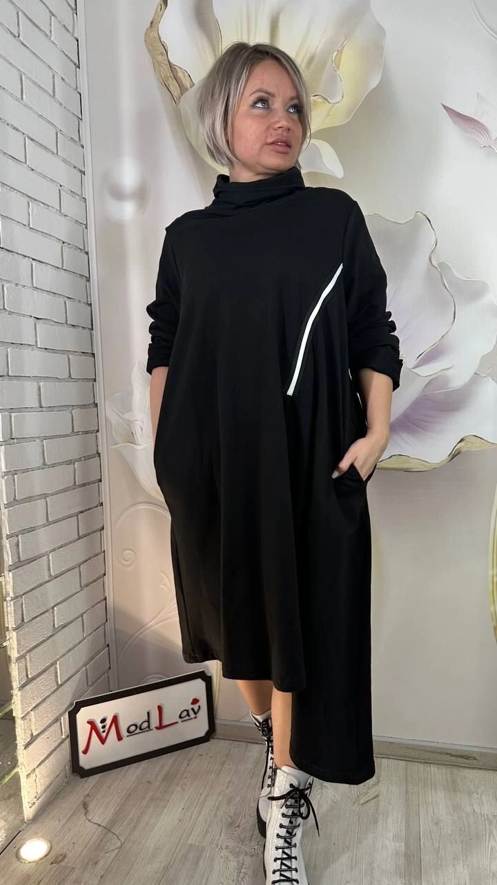 Платье ассиметричное черного цвета MODLAV ML4232-13
