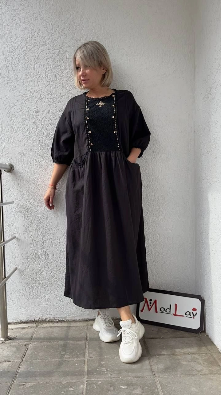 Платье стильное свободное коричневого цвета MODLAV ML4440-36
