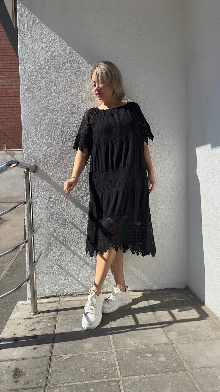Платье красивое кружевное черного цвета MODLAV ML1095-13
