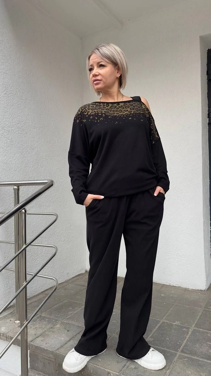Блуза с красивым принтом черного цвета MODLAV ML4509-13