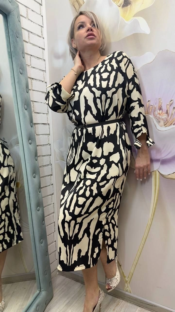 Платье для бизнес-леди черно-белого цвета MODLAV ML4718-25