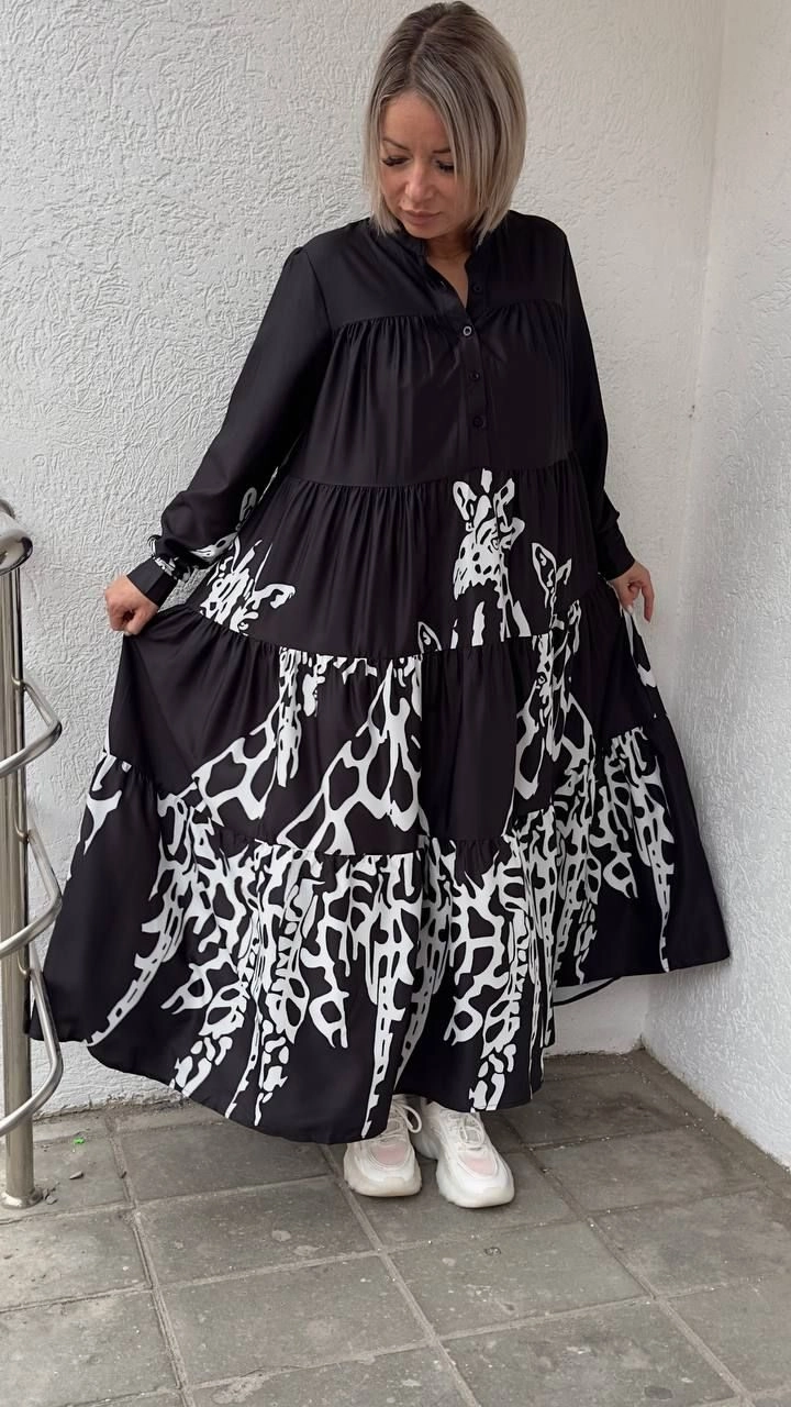 Платье с принтом "жираф" черного цвета MODLAV ML4776-13