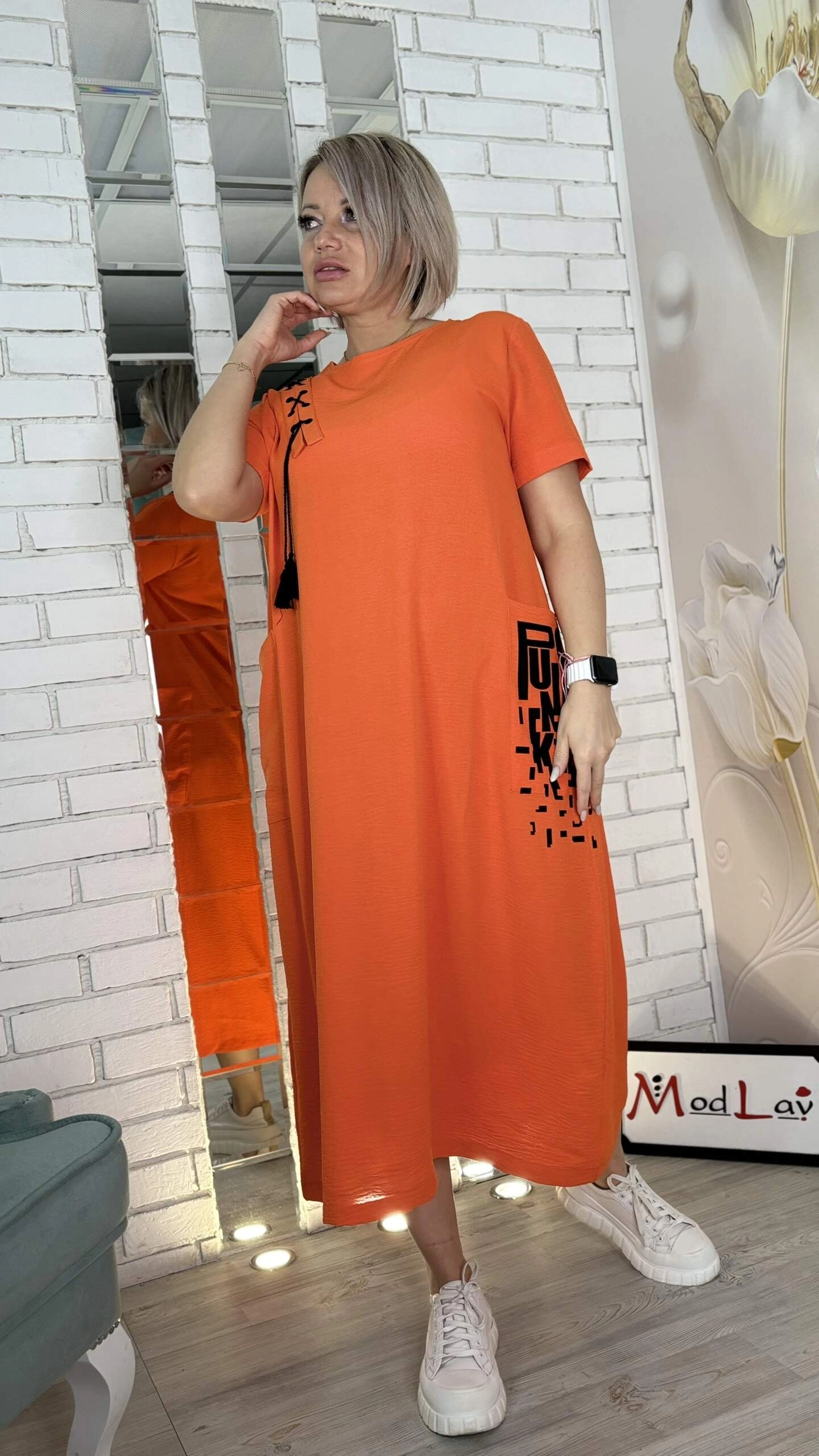 Платье легкое из Турции оранжевого цвета MODLAV ML4971-6