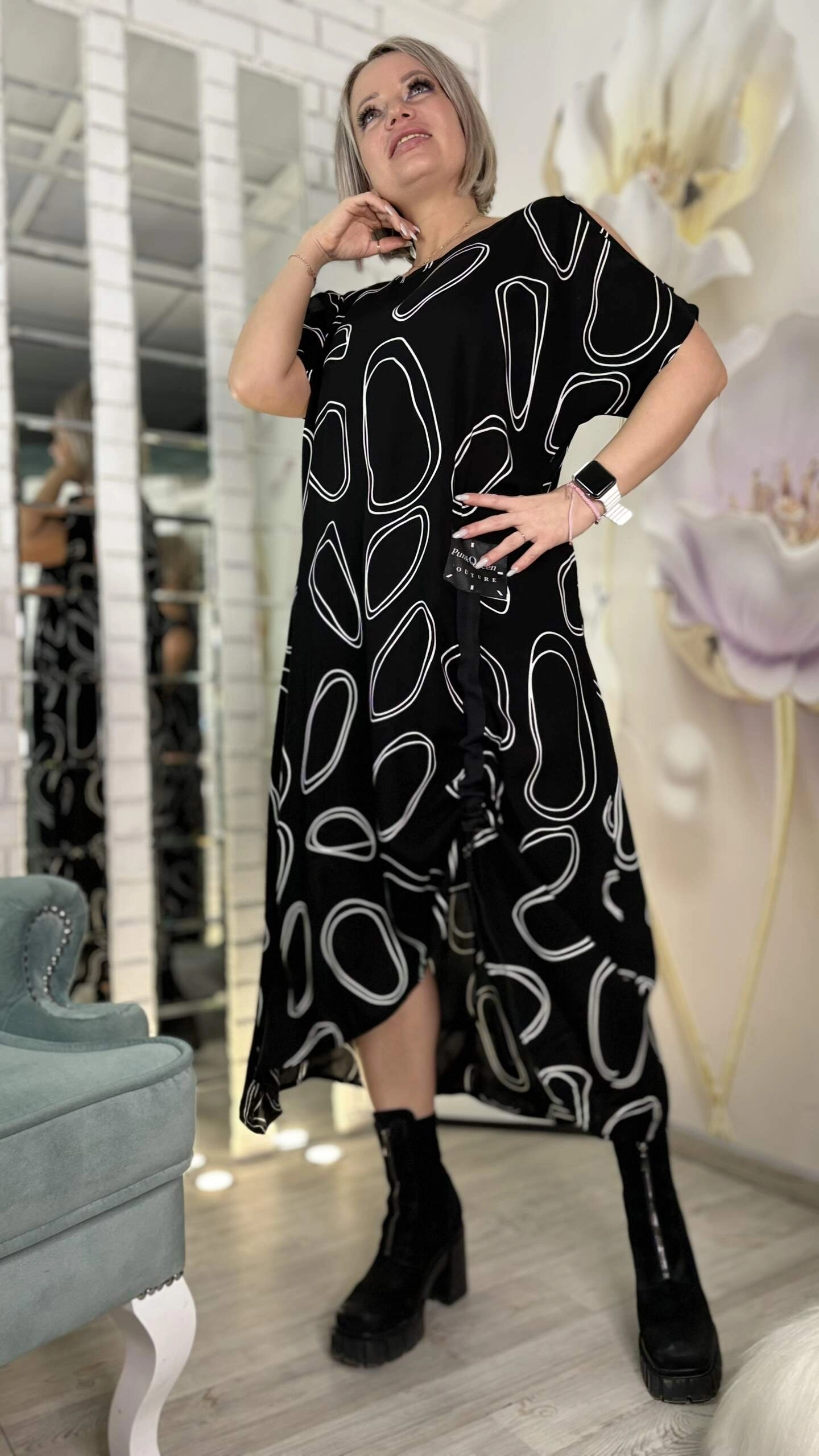 Платье в стиле Boho с открытыми плечами из Турции черного цвета MODLAV ML4976-13