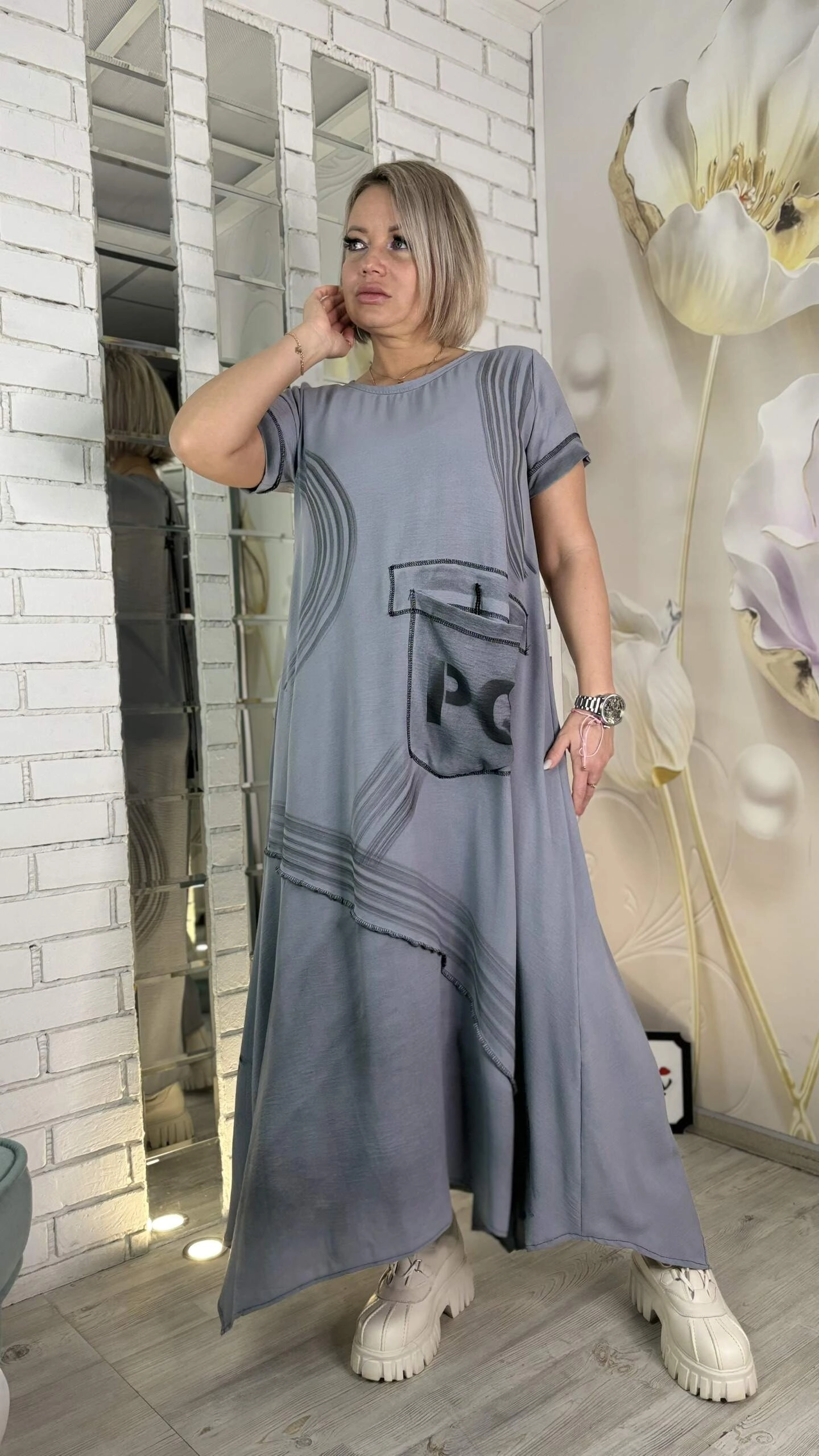 Платье спорт-шик из Турции серого цвета MODLAV ML4965-29
