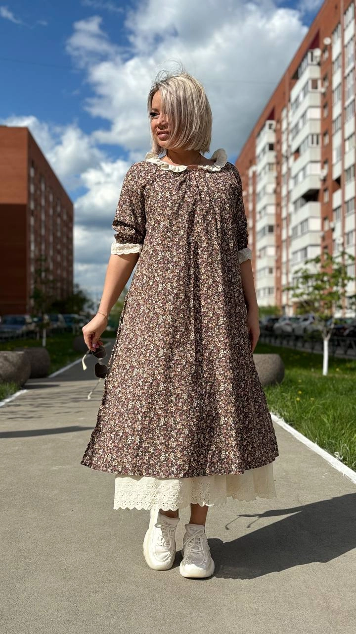 Платье нежное с подъюбником цвета капучино MODLAV ML4994-28