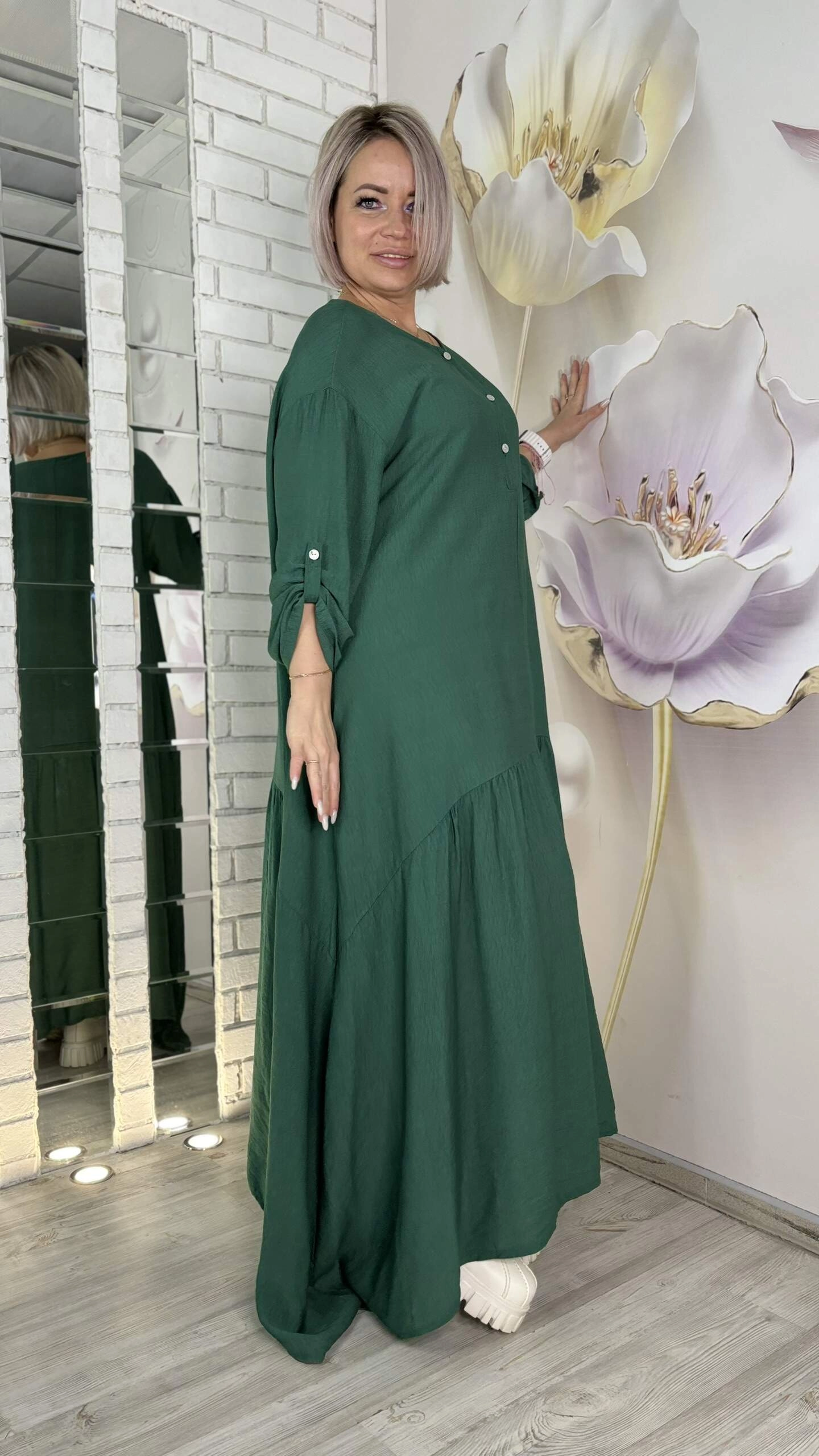 Платье в стиле Boho - Шик из Италии изумрудного цвета MODLAV ML5003-315