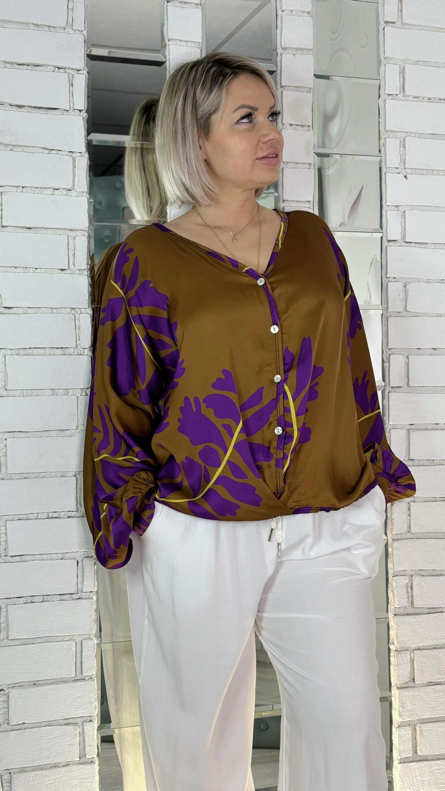 Блуза - рубашка итальянская коричневого цвета MODLAV ML5024-36
