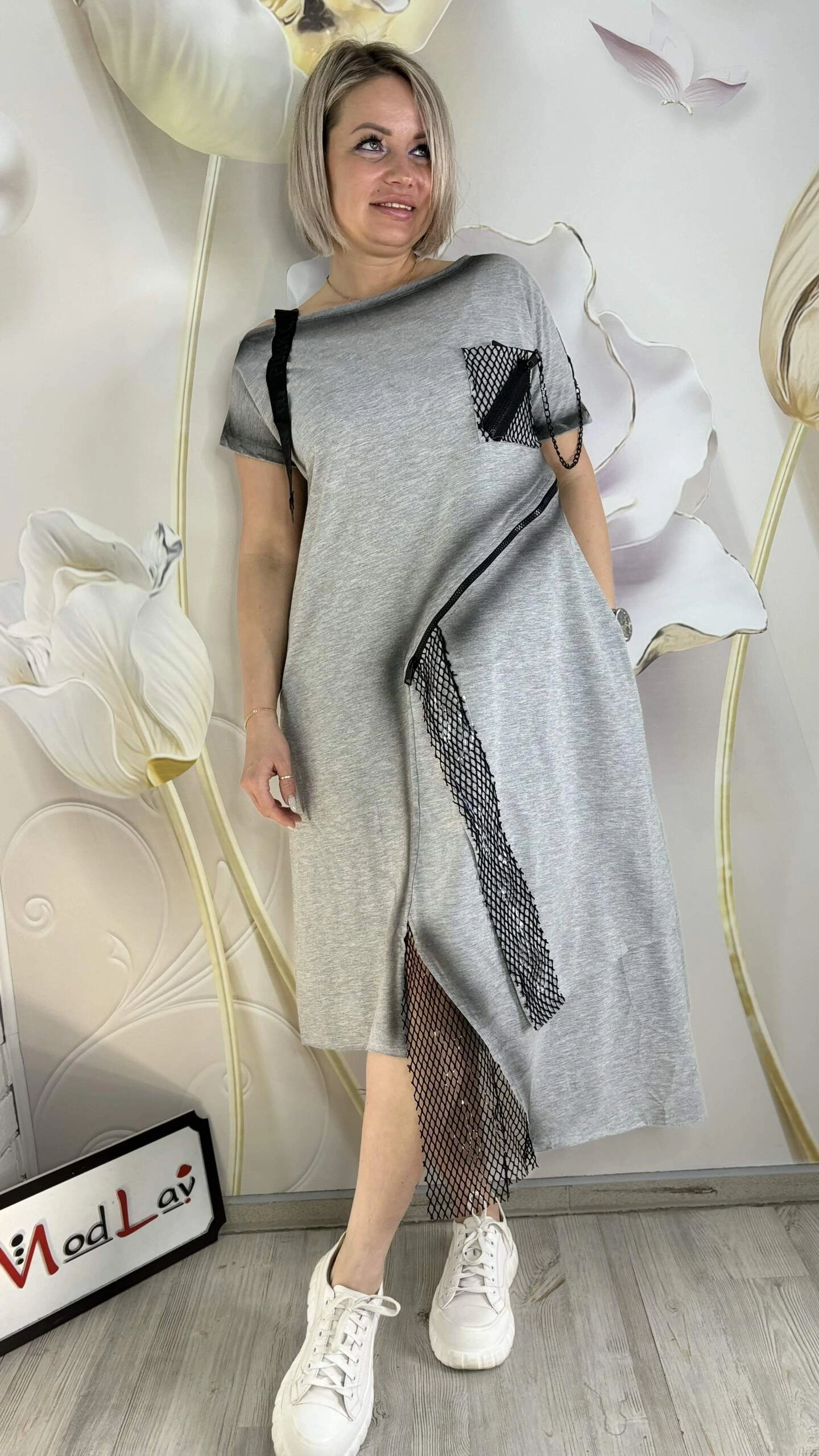 Платье из Турции серого цвета MODLAV ML5028-29