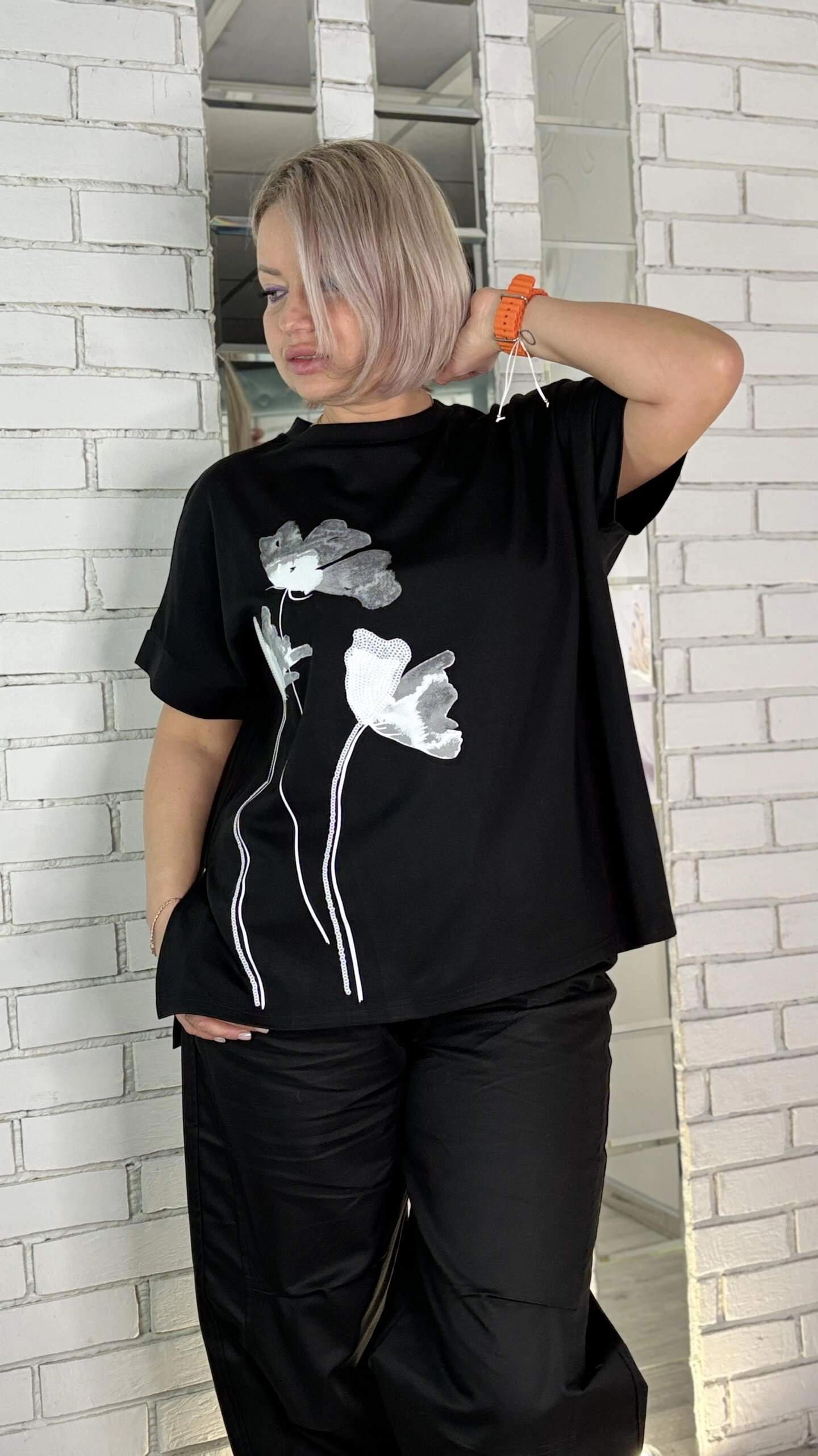 Блуза стильная черного цвета MODLAV ML5040-13