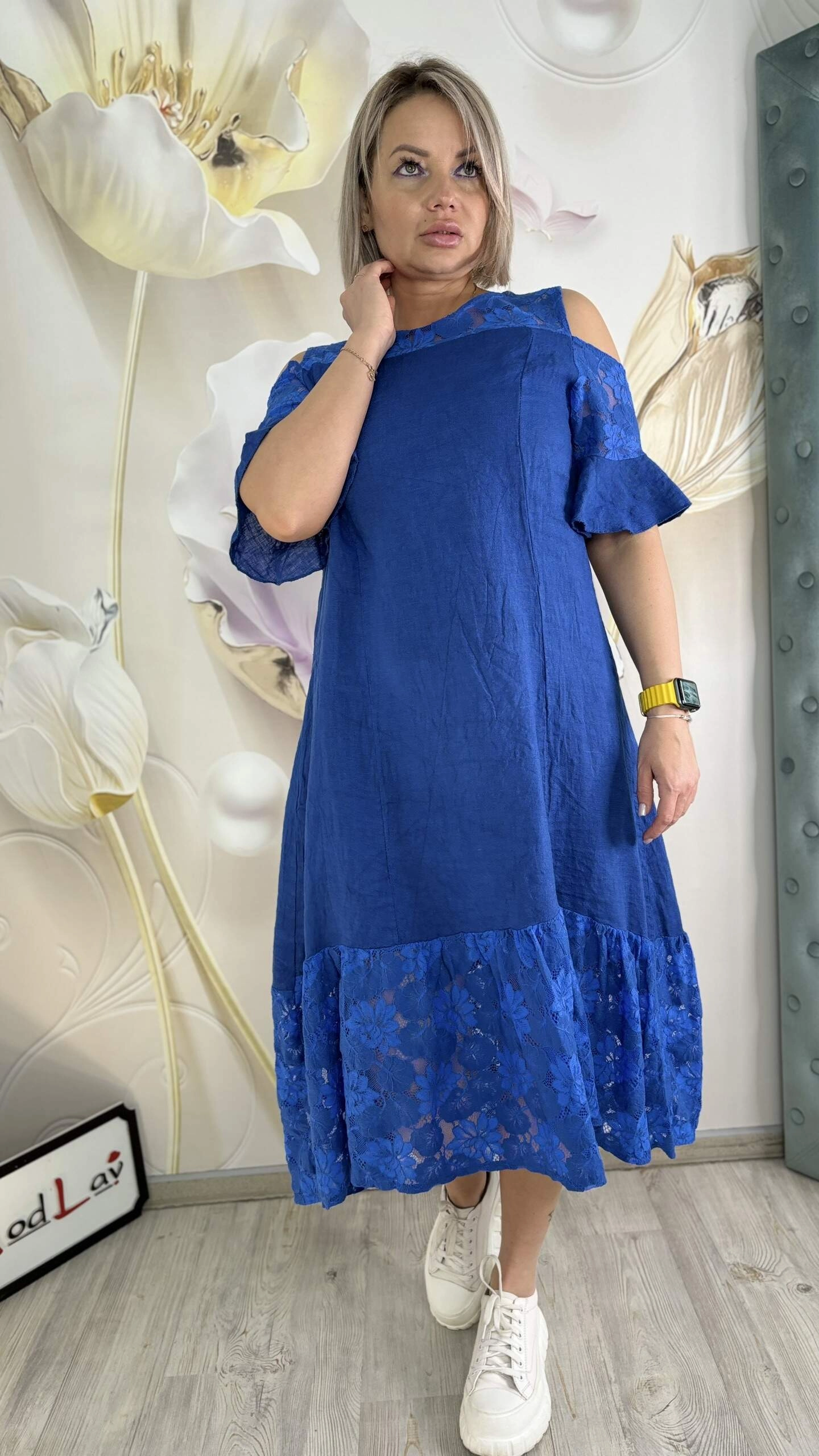 Платье льняное из Италии синего цвета MODLAV ML5058-7