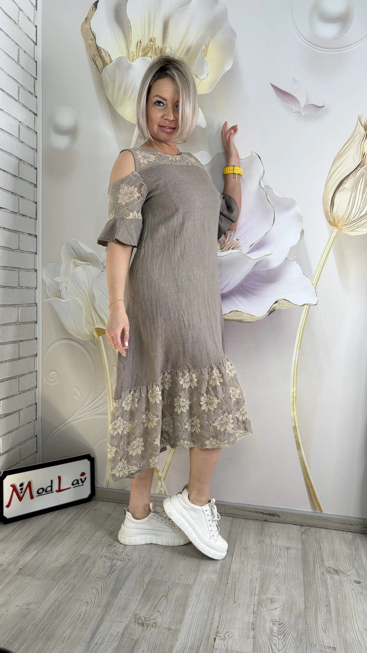 Платье льняное из Италии цвета капучино MODLAV ML5058-28