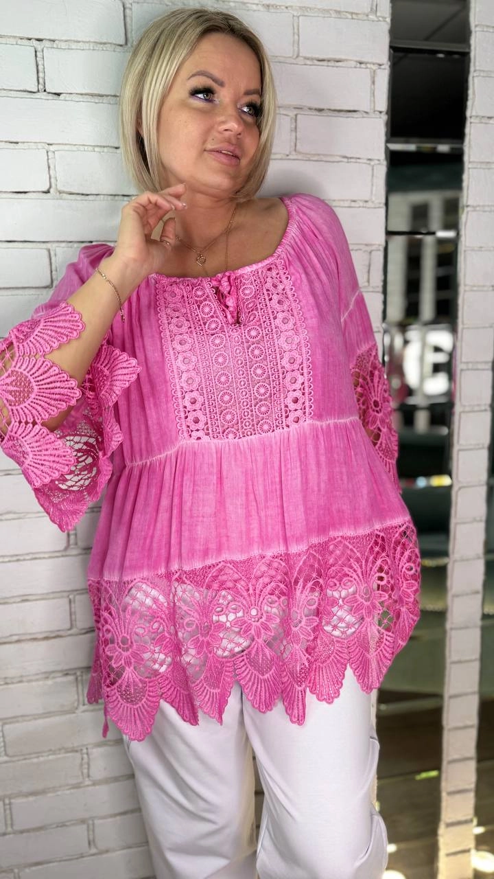 Блуза итальянская кружевная розового цвета MODLAV ML5106-26