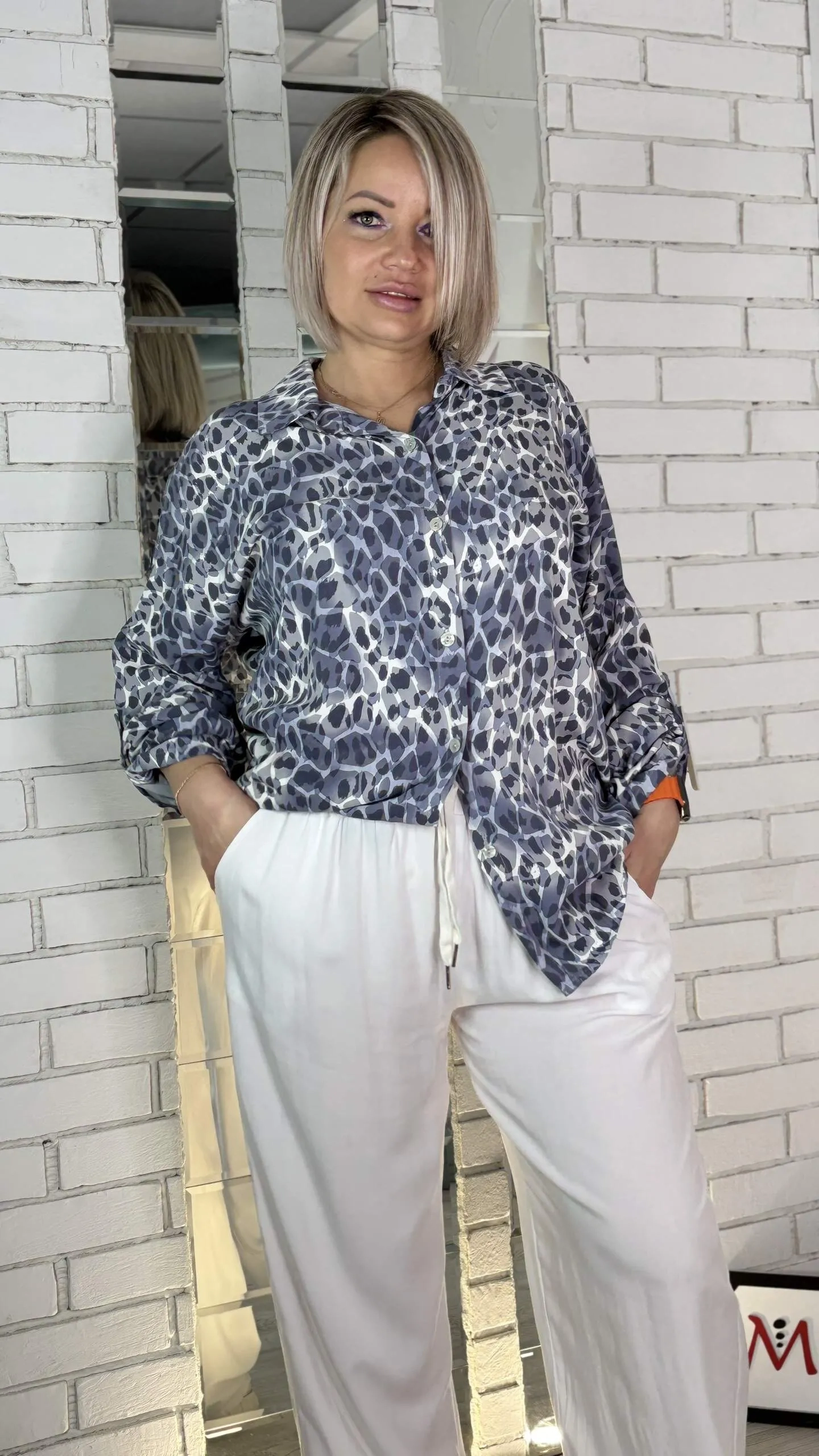Рубашка с принтом "леопард" серого цвета MODLAV ML5023-29