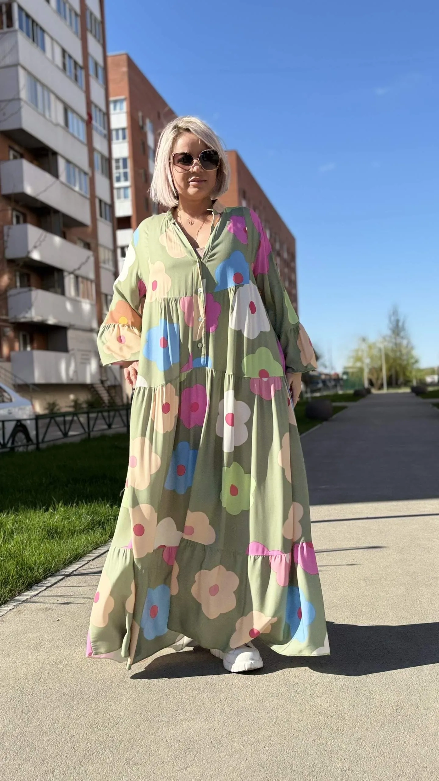 Платье воздушное из Италии цвета хаки MODLAV ML5115-27