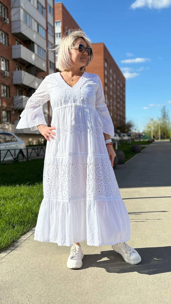 Платье белоснежное из Индии белого цвета MODLAV ML5124-1