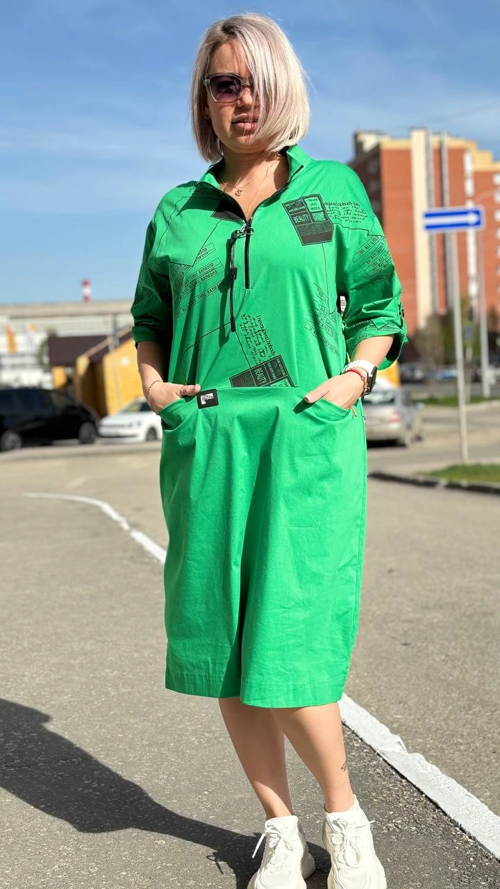 Платье спорт-шик из Турции зеленого цвета MODLAV ML5127-783