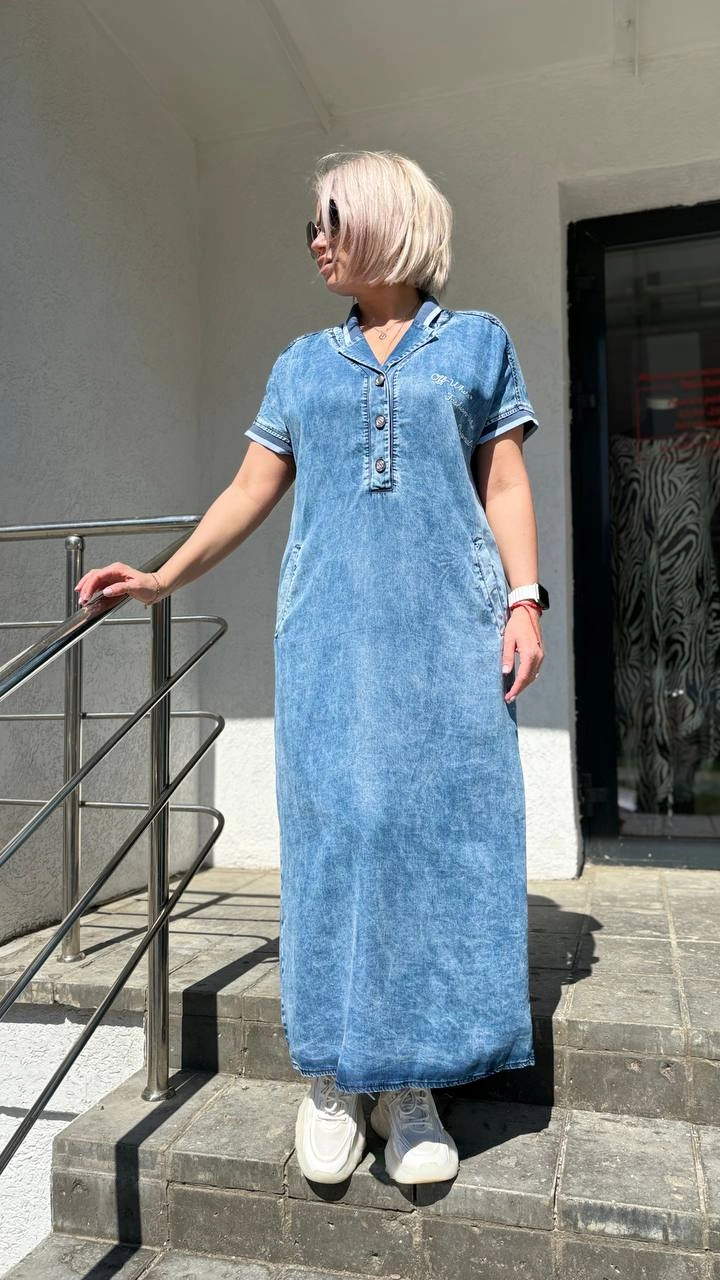 Платье джинсовое из Турции джинсового цвета MODLAV ML5159-17