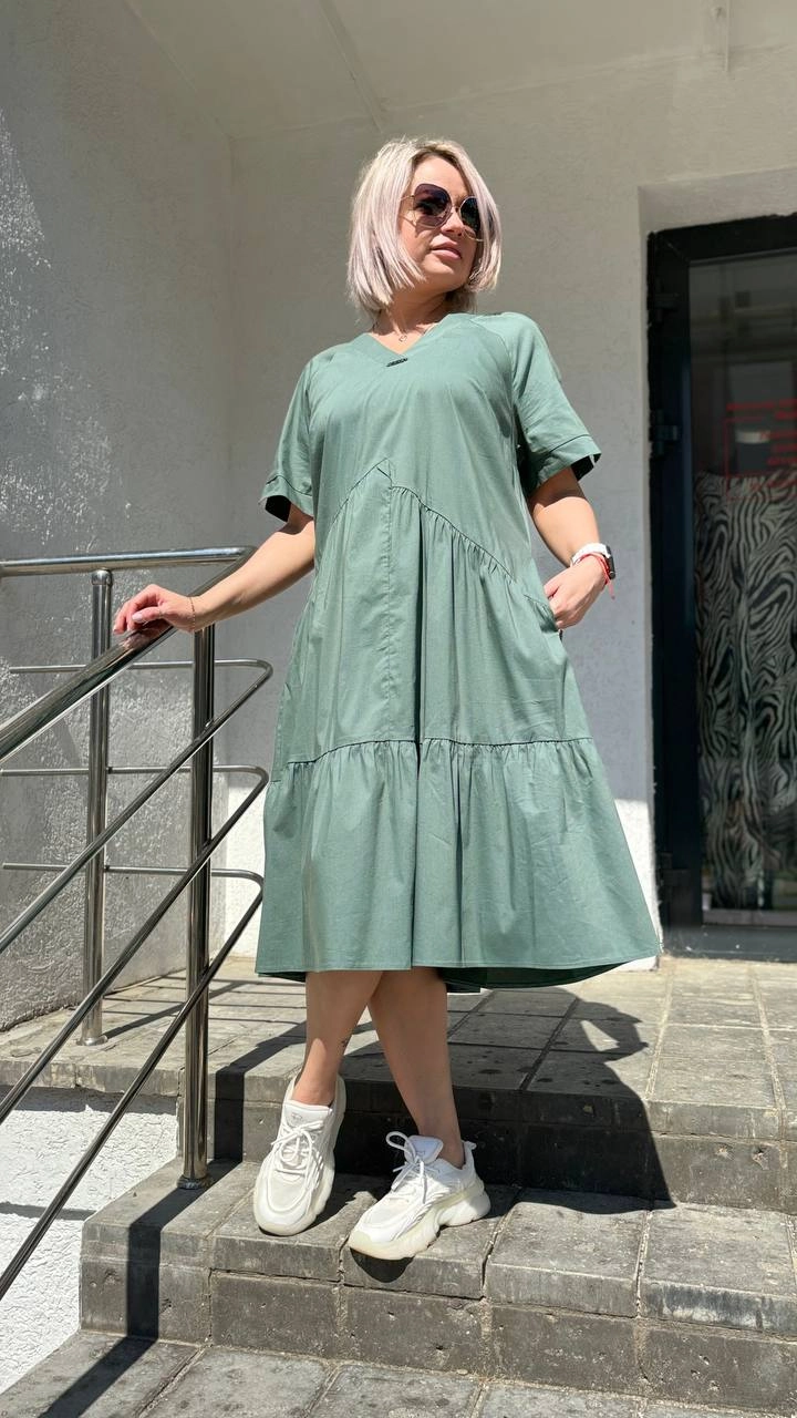 Платье нескучная классика из Турции зеленого цвета MODLAV ML5160-783
