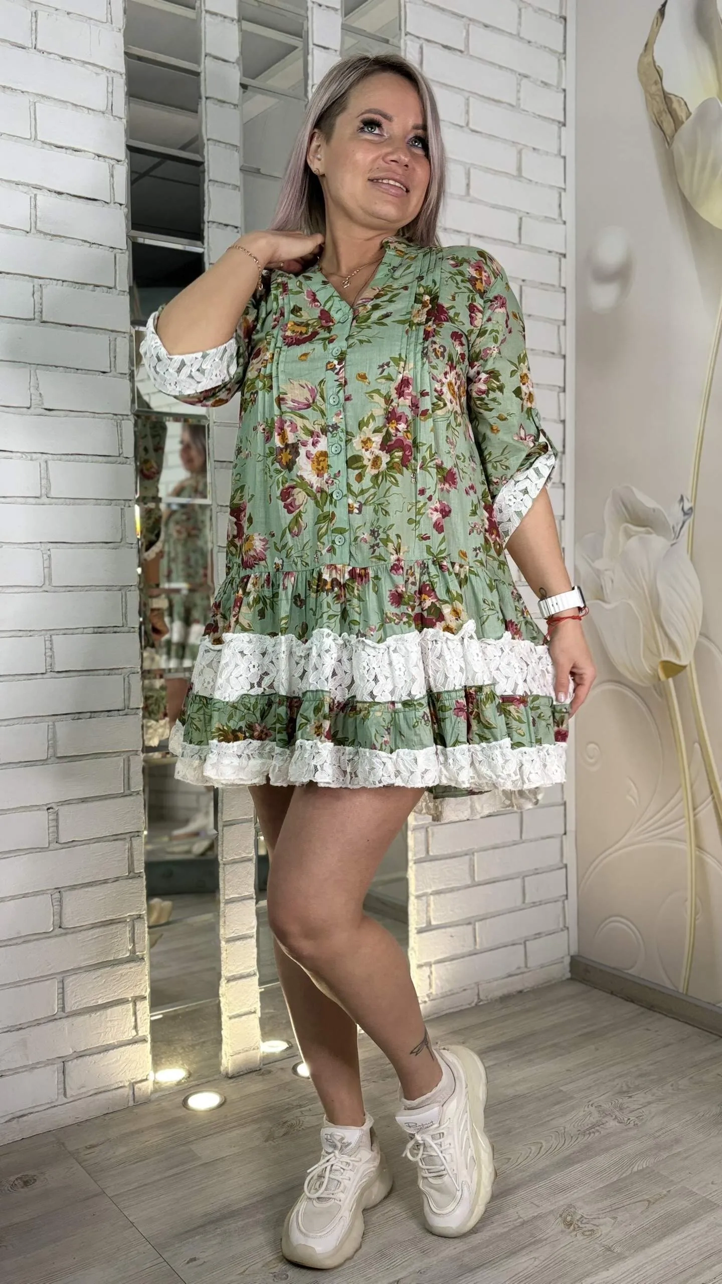 Платье - рубашка из Индии зеленого цвета MODLAV ML5113-783