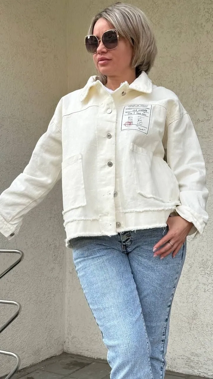 Куртка джинсовая белого цвета MODLAV ML5294-1