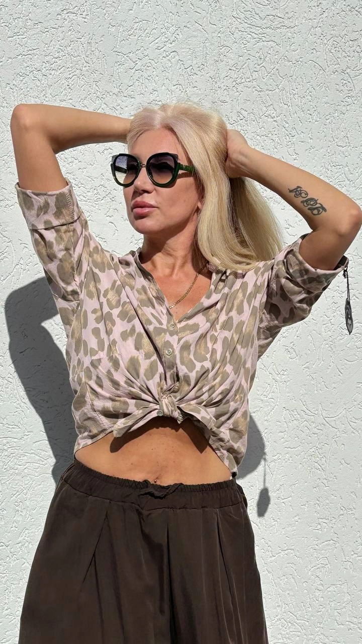 Рубашка итальянская с леопардовым принтом леопардового цвета MODLAV ML5331-482
