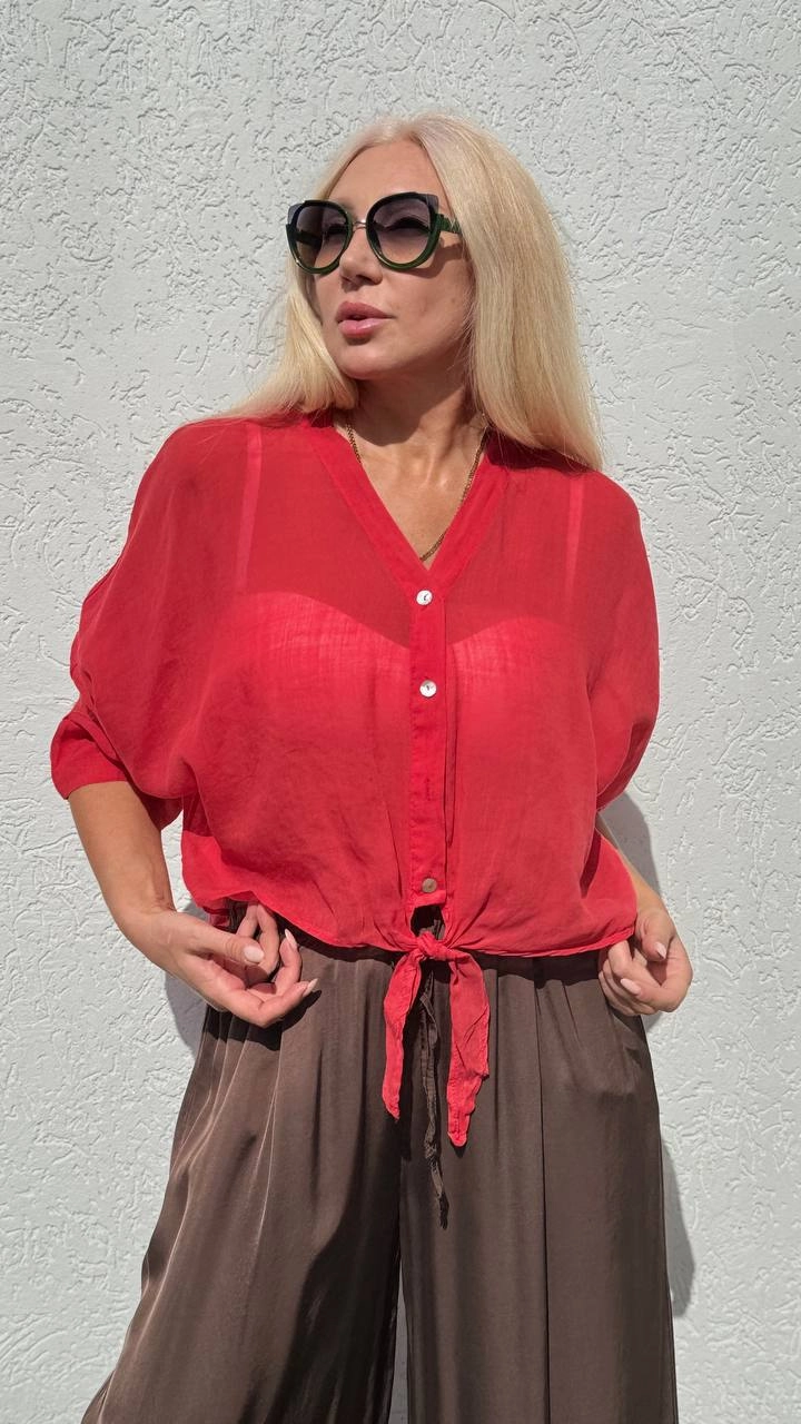 Рубашка итальянская стильная красного цвета MODLAV ML5333-5