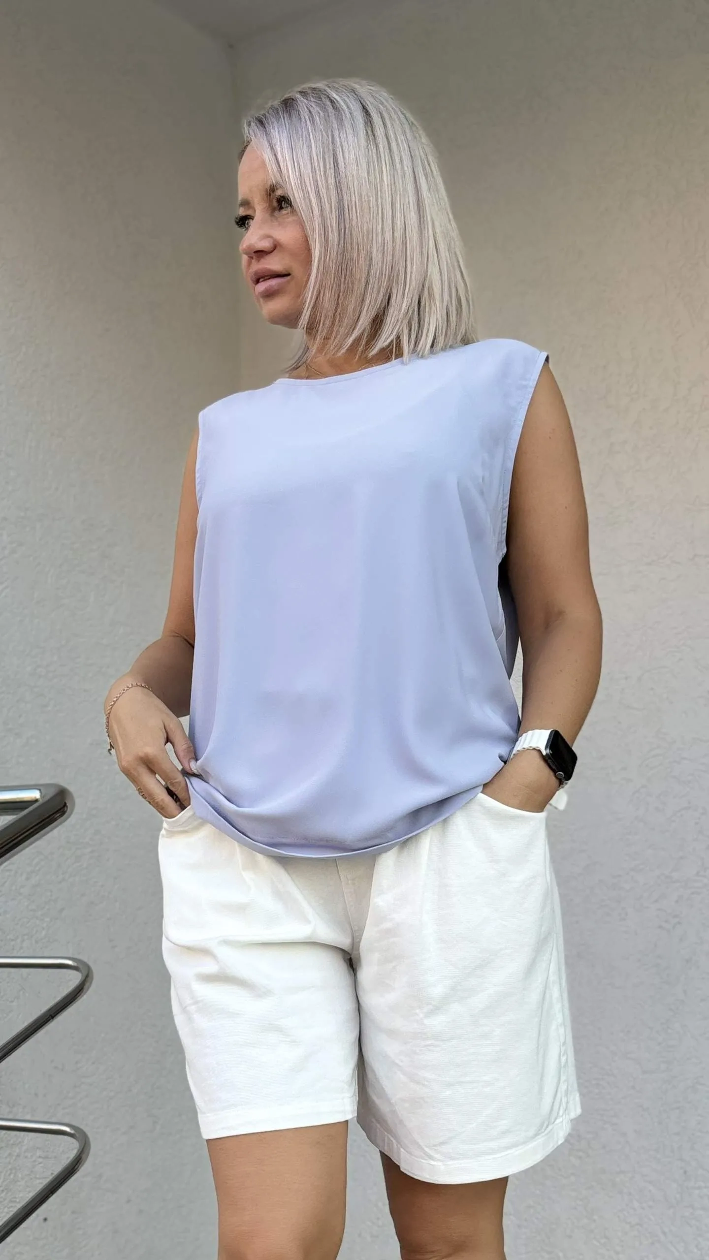 Блуза турецкая базовая сиреневого цвета MODLAV ML5414-19