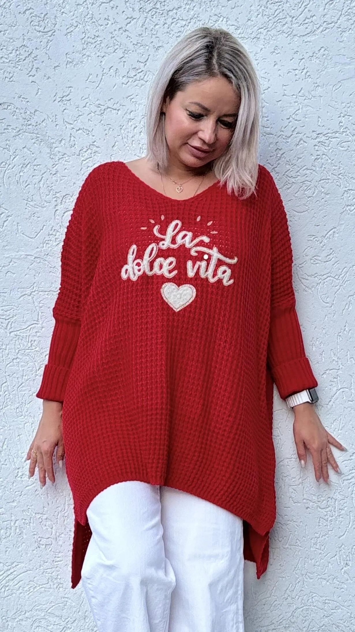 Пуловер из Италии красного цвета MODLAV ML5449-5