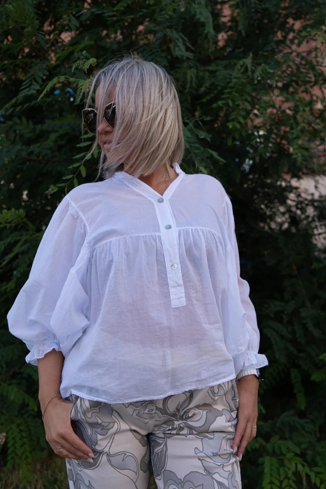 Блуза итальянская в стиле Boho белого цвета MODLAV ML5342-1