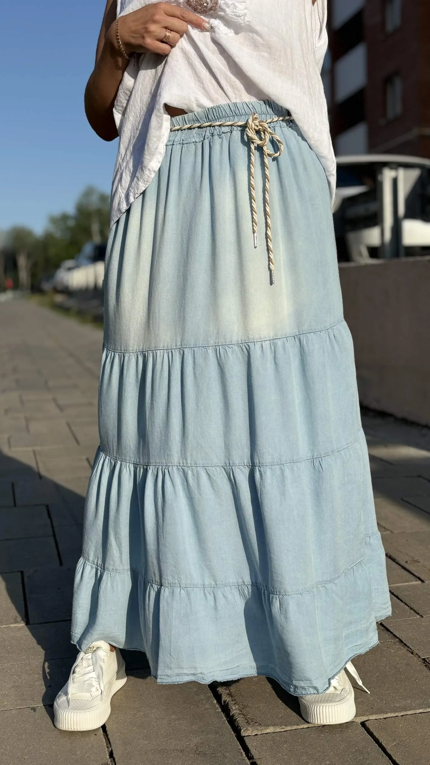 Юбка итальянская в стиле кантри джинсового цвета MODLAV ML5462-17