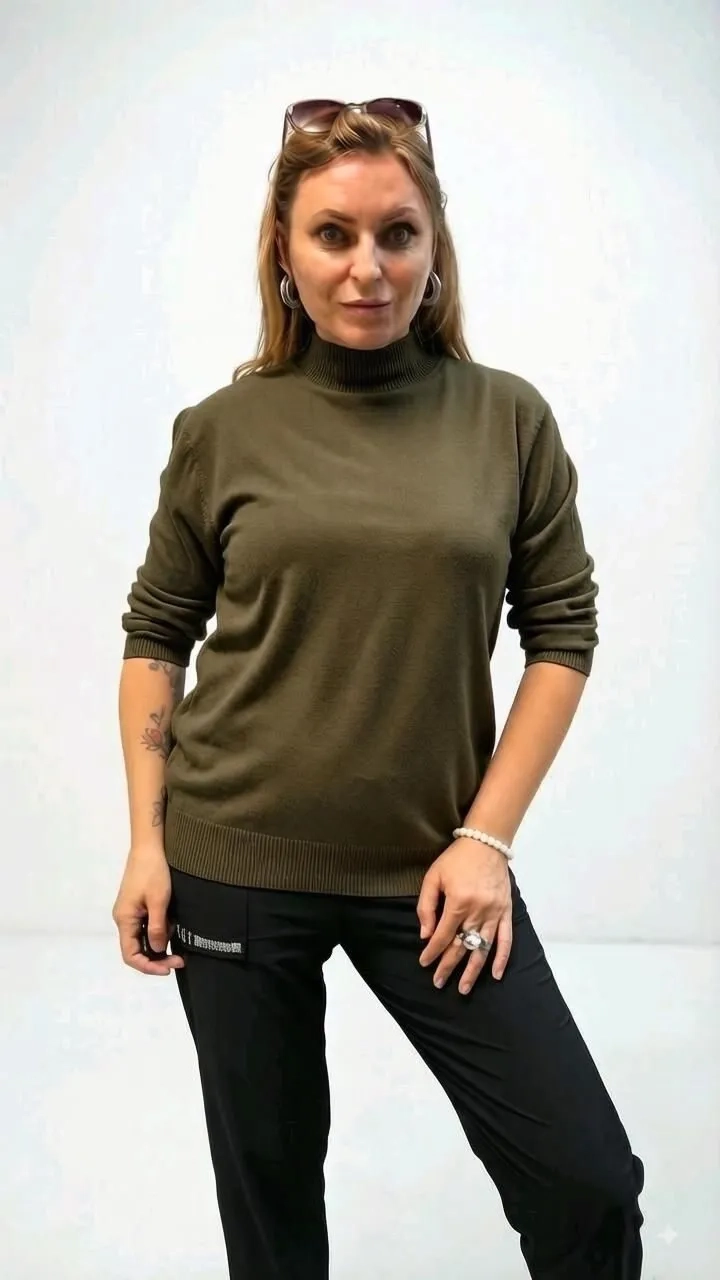 Джемпер с горлом цвета хаки MODLAV ML6846-27