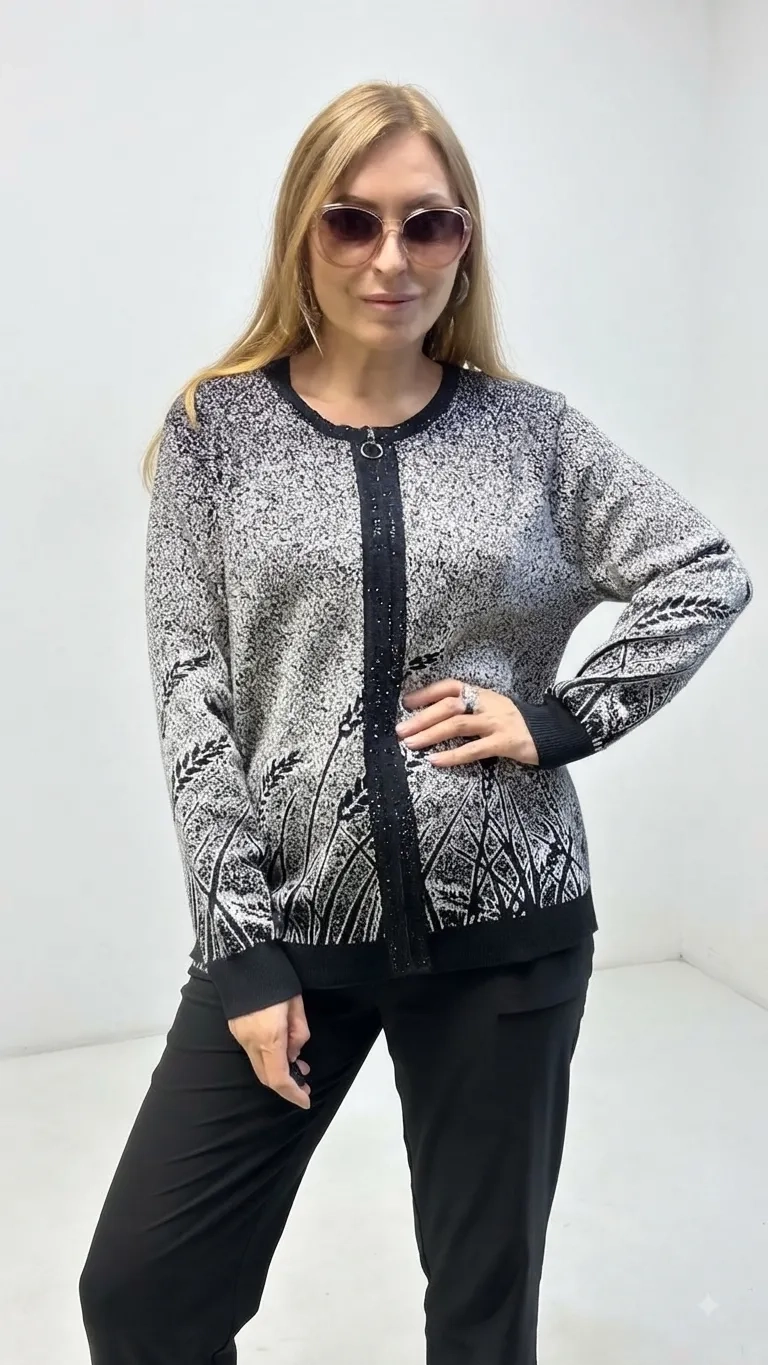 Кардиган стильный черно-белого цвета MODLAV ML6869-25