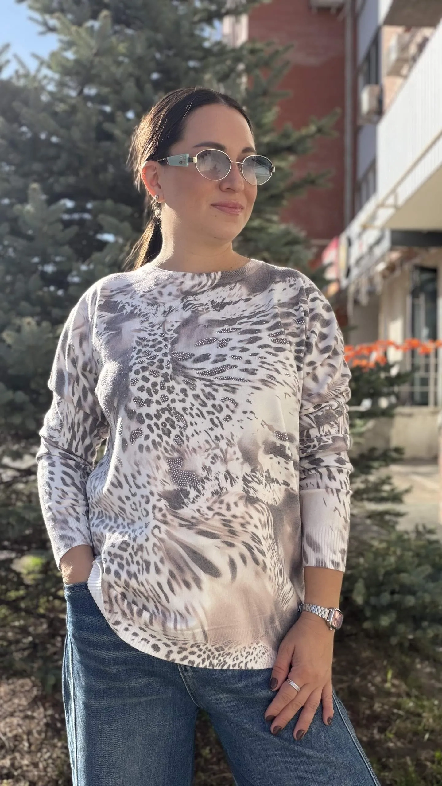 Джемпер стильный с красивым принтом мультиколор MODLAV ML6937-562
