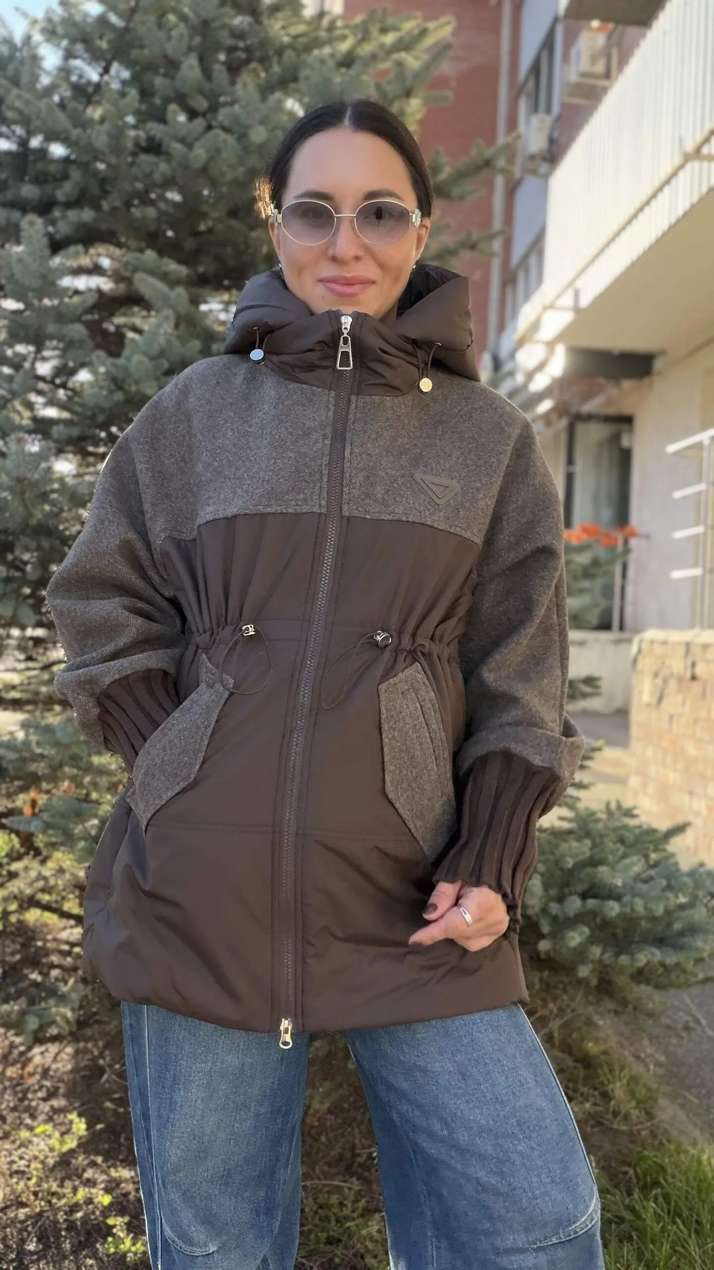 Куртка из мягкой теплой ткани шоколадного цвета MODLAV ML6941-785