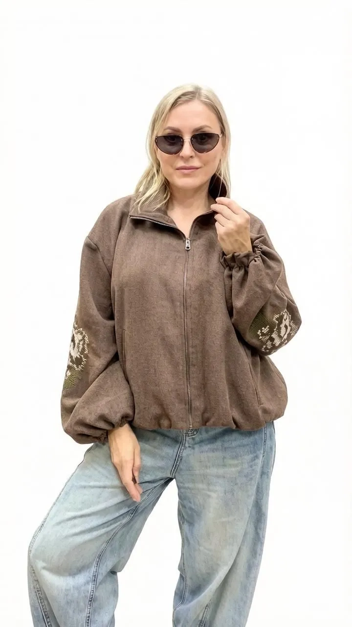 Куртка из мягкой теплой ткани шоколадного цвета MODLAV ML6944-785