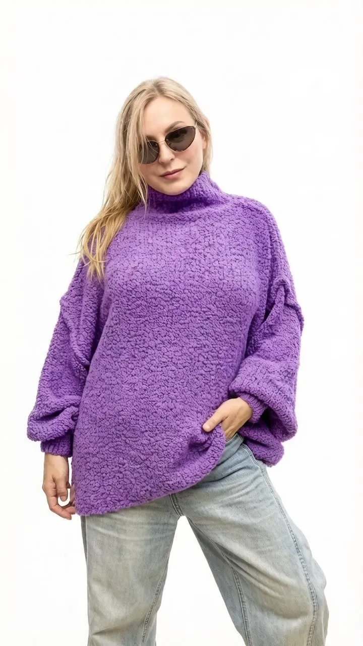 Джемпер стильный букле Италия сиреневого цвета MODLAV ML6955-19