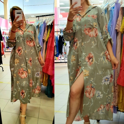 Платье-Рубашка цвета хаки MODLAV ML3036-27
