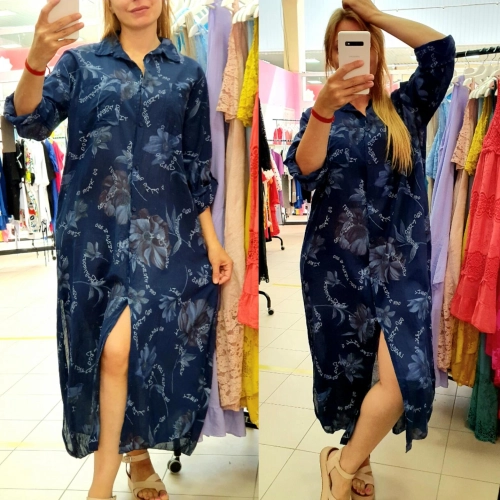 Платье-Рубашка синего цвета MODLAV ML3036-7