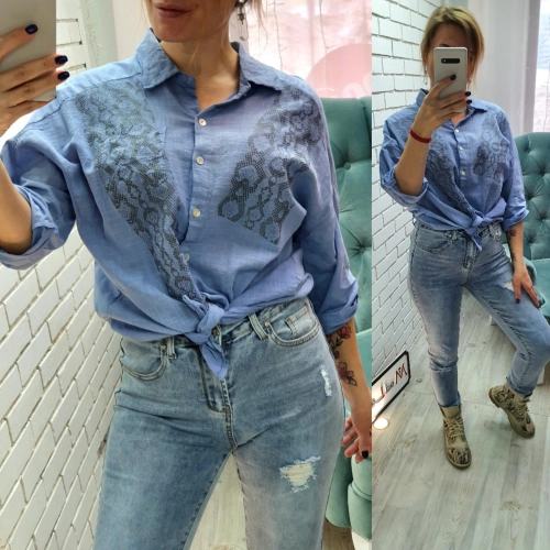 Рубашка джинсового цвета MODLAV ML3060-17
