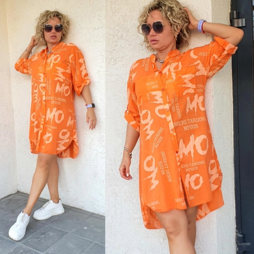 Платье-Рубашка оранжевого цвета MODLAV ML3808-6