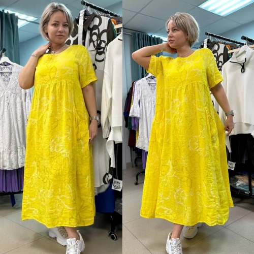 Платье с красивым принтом желтого цвета MODLAV ML3730-14