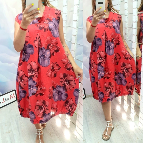Платье с интересным принтом кораллового цвета MODLAV ML3130-11