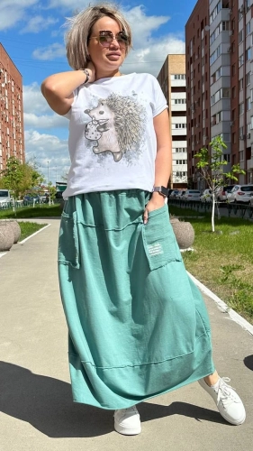 Юбка стильная с карманом бюрюзового цвета MODLAV ML4308-10