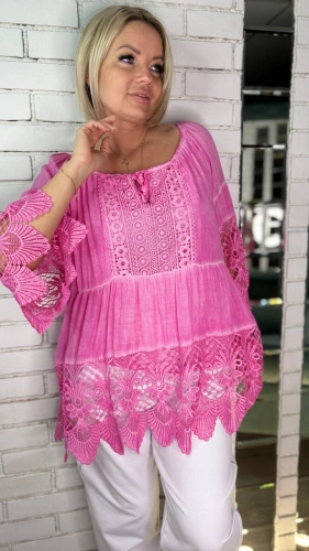 Блуза итальянская кружевная розового цвета MODLAV ML5106-26