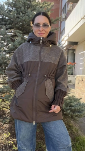 Куртка из мягкой теплой ткани шоколадного цвета MODLAV ML6941-785